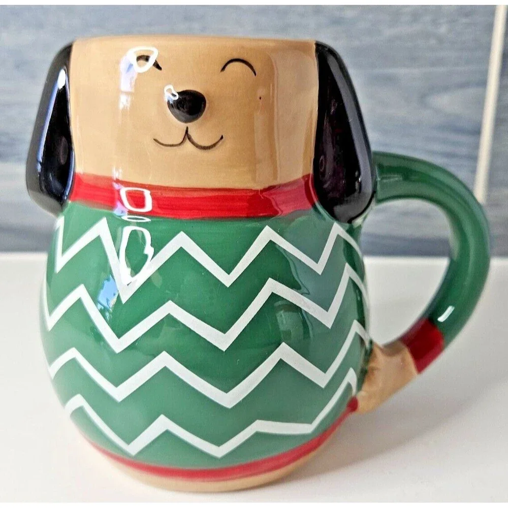 Quirky Vintage Dog Wearing a Sweater Ceramic Coffee Tea Mug